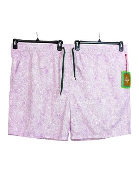 NEW Houston White Lavender Purple & White Print Swim Trunks - Size 5XL Mens 5X
